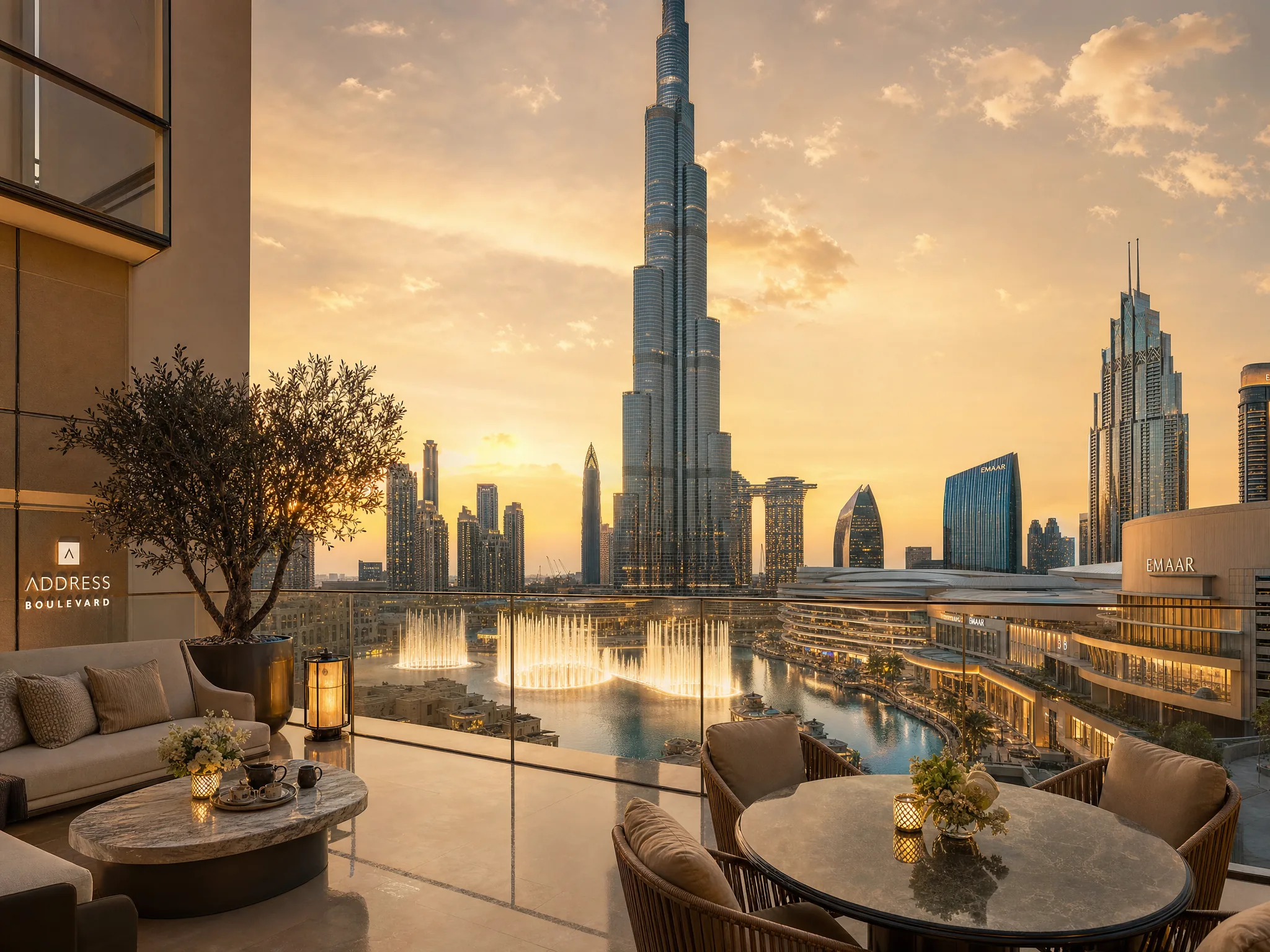 Address Boulevard — luxury high-rise hotel в Downtown Dubai с видом на Burj Khalifa и polished city luxury mood